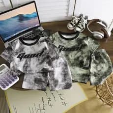 0-12 anos de idade meninos verão novo estilo Tie-Dye camiseta de manga curta terno
