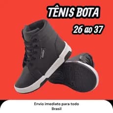 TÊNIS BOTINHA MASCULINO INFANTIL JUVENIL PRETO ESCOLAR
