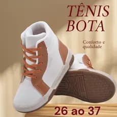 TÊNIS BOTA CANO BAIXO BRANCO CARAMELO MENINO