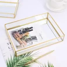 Bandeja Espelhada Luxo Decorativa Dourado 20 cm