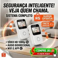 Campainha de Vídeo Porteiro HD 1080P Inteligente Sem Fio WI-FI Segurança Acesso Celular Recarregável
