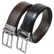 Cinto De Couro Sintético Dupla Face Preto E Marrom Masculino