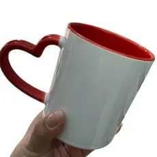 Caneca Alça Coração e Fundo Vermelho, Caneca Alca Coração Vermelho, Caneca dia dos Namorados