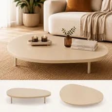 Mesa De Centro Orgânica Moderna Off White Com Pés Em Metal Design Moderno Sofisticado Decorativa Para  Sala 68cm