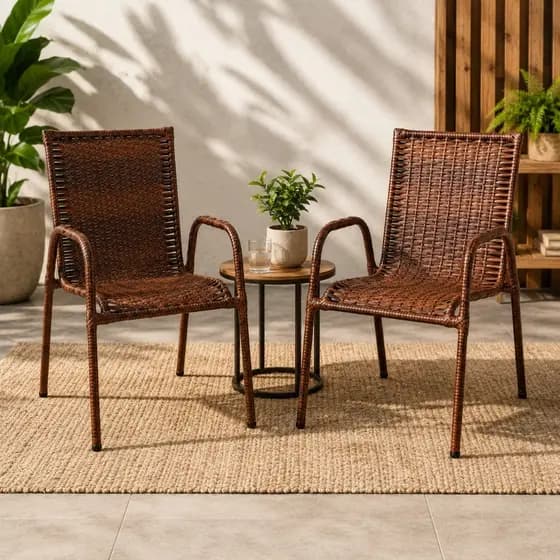 Kit Conjunto Cadeiras Para Jardim Varanda Sacada Em Fibra Sintética Confortável Moderno Resistente Luxo