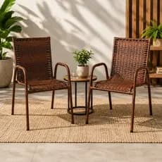 Kit Conjunto Cadeiras Para Jardim Varanda Sacada Em Fibra Sintética Confortável Moderno Resistente Luxo