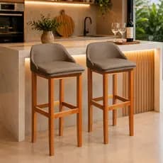 KIt 2 Banquetas Altas Estofada Para Balcão Cozinha Área Gourmet Moderna Confortável Resistente 120kg