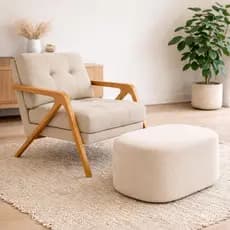 Kit Uma Cadeira Poltrona Decorativa Com Puff Para Sala Recepção Escritório Moderna Confortável Versátil Premium Luxo