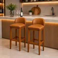 Kit 2 Banquetas Altas Em Corino Confortável Moderno Luxo Para Cozinha Premium Gourmet Envio Imediato