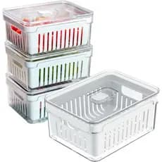 Kit organizador de geladeira – alimentos frescos por mais tempo - Organizador de geladeira com drenagem