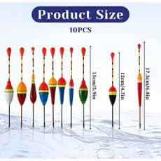 Boias De Pesca Bobbers 10 Pcs - Flutuabilidade Forte, Leve e Portátil, Fácil de Instalar