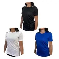 kit com 3 camiseta dry fit feminina sem estampa de academia/treino/corrida com proteção uv