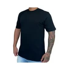 Camiseta masculina lisa peruana com acabamento pima com elastano
