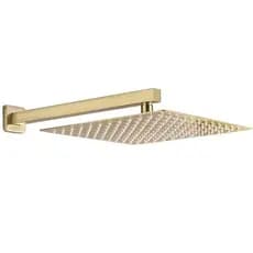 Chuveiro Ducha Em Inox Quadrado Slim  20x20cm  Dourado De Teto ou Parede Solar ou a Gás