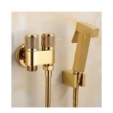 Ducha Higiênica Dourada Metal com Registro Duplo Derivação