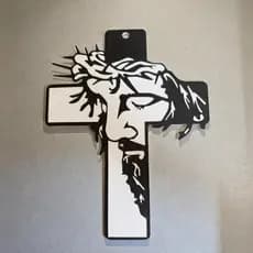 Cruz crucifixo de parede Jesus quadro decorativo moderno leve religioso face imagem