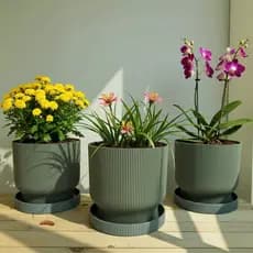 Kit vasos de flor  (escolha 3 ou 2 unidasdes ) com bandeja cachepô para plantas naturais decorativo