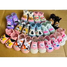 KIT 3-12 pares Meias Infantis com Orelhinhas e Estampa Cartoon - Algodão - 0-10Anos menina