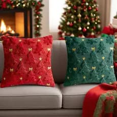 Fronhas De Natal 45x45 Verde Árvore Floco De Neve Capas De Almofada Decorações De Pelúcia Pele Sintética Capa Macia Para