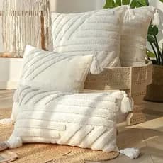 Capas De Almofada Tufadas Boho 45x45cm Capa Geométrica Decorativa Moderna Com Diamante Borlas , Fronha Texturizada Para