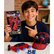 Luva Lança Ventosa Dados Mais Boné  Infantil do Homem Aranha Brinquedo Presentes Crianças