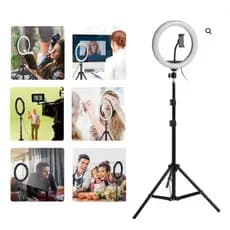 Ring Light Iluminador Led Profissional 26cm Tripé 210cm Branco-frio Preto