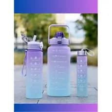 Kit 3 Garrafa De Água Academia Squeeze Galão Motivacional