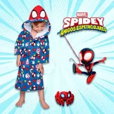 Roupão de Banho Infantil Menino Menina Spidey Piscina Praia Felpa Aveludado Atoalhado Estampado