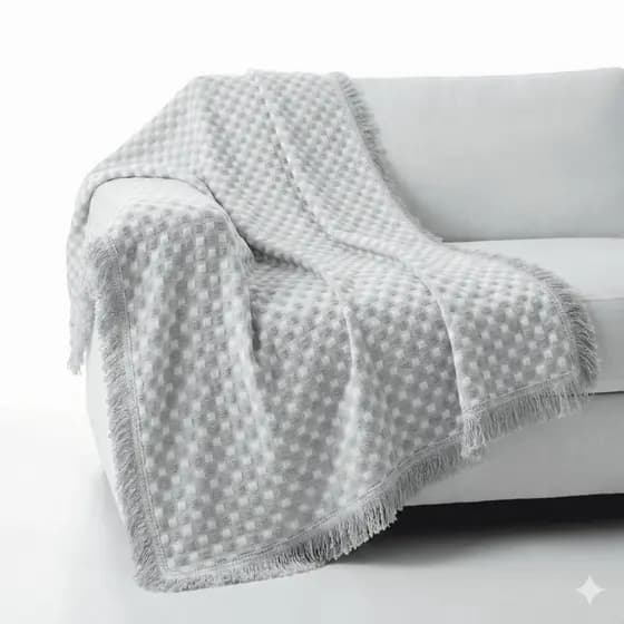 Manta Artesanal 100% Algodão Para Sofá ou Cama 2,10 X 2,40 Gigante Grossa Safira