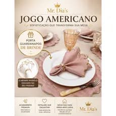 Kit Jogo Americano 08 Peças + Porta Guardanapo Para Mesa 4 Lugares Mesa Posta Sousplat Supla