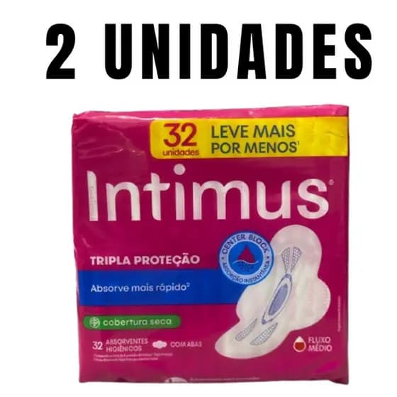 Kit C/2 Absorvente Tripla Proteção Seca Com Aba Intimus 32un