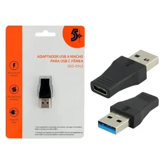 Adaptador USB para USB-C, 5+, Preto - 003-0142