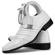 Sapato Social Branco Estilo Italiano Masculino + Cinto Social Branco Dupla Face