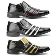 kit com 3 pares de sapato social masculino estilo evangélico