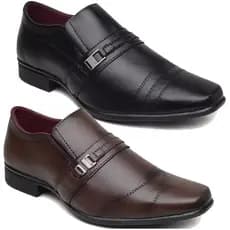 Kit 2 Pares Sapato Social Masculino Estilo Italiano Preto E Marrom