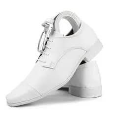 Sapato social branco masculino modelo tradicional de amarrar + cinto branco