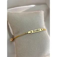 Pulseira Personalizada Bebê Nome Gravado Banhada Ouro 18k