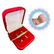 Pulseira para Bebê Ouro 18K banhado Nome personalizado gravado