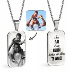 colar cordão corrente aço inox personalizado gravação nome dia das mães pai filho logo foto amor
