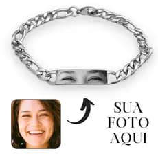 Pulseira Aço Inoxidavel Olhar Face Masculino Feminino 20cm Anti Alérgico Pode Molhar