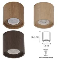 Spot Sobrepor Amadeirado Redondo Gu10 Mr16 Minimalista Natural, Imbuia, Freijo
