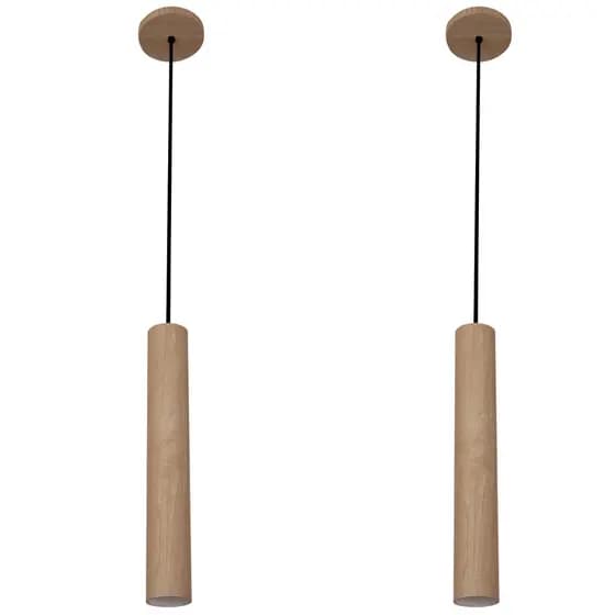 2 pendente slim cilindro para bancada Moderno lâmpada mr16 cor natural bivolt
