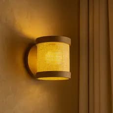 Arandela De Parede 2 foco Straw Mini Natural G9 Led Muller 2510na Bivolt Slim Moderna Palha Natural
