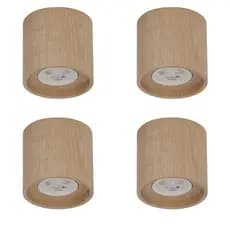 Kit 4 Spot Mr16 Sobrepor Redondo Cilindro Amadeirado Natural Gu10