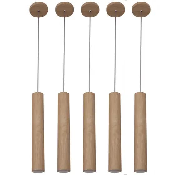 Kit 5 pendente slim cilindro para bancada Moderno lâmpada mr16 cor natural bivolt