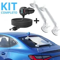 Kit Starlink Mini para Carro – Carregador 3 em 1 Cabo 12V/24V + Suportes Ventosa Reforçada