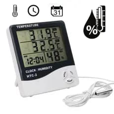 Termo Higrômetro Digital Temperatura Umidade Interna Externa Relógio Estufa Horta Casa Granja