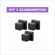 Kit 03 Acabamentos Quadrados Registro Pressão ou Gaveta Padrão Deca Metal Preto
