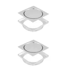 Kit 2 un Ralo Click Up Inteligente Anti Inseto e Odor Inox Cromado 10x10 + Porta Grelha Abs Cromado