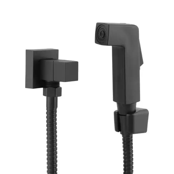 Ducha Higiênica Quadrada Preto Fosco Metal Para Banheiro 1/4 Volta 1739